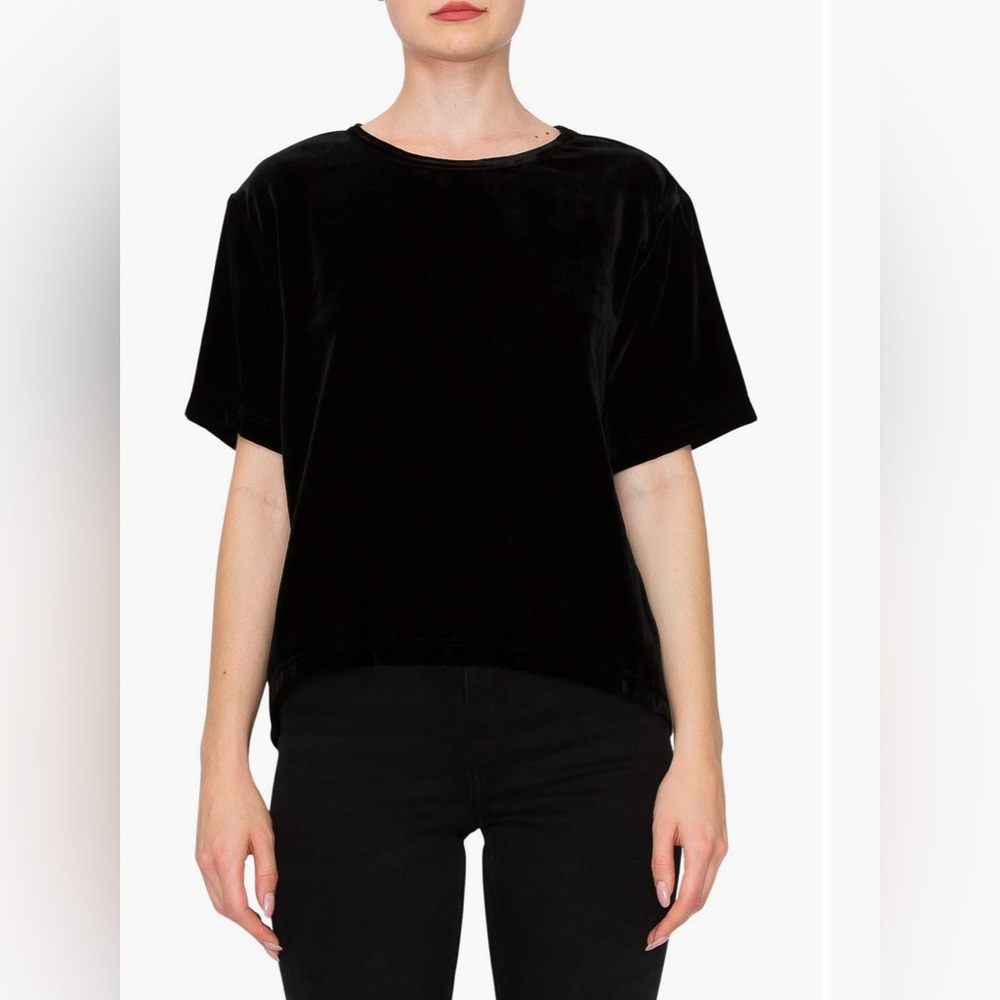 Melloday Black Velvet Blouse